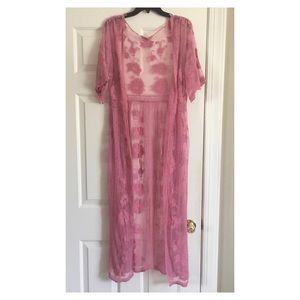 POL rose pink lace kimono duster cardigan S M